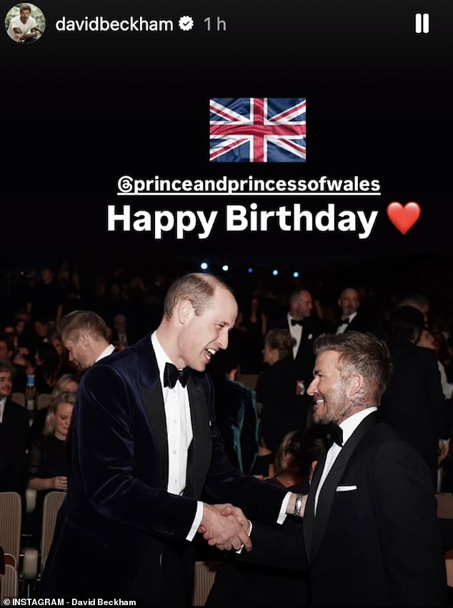 David (pictured, right) was not shy in showing his affection for the royal (pictured, left) and signed off his messages with a kiss and a heart
