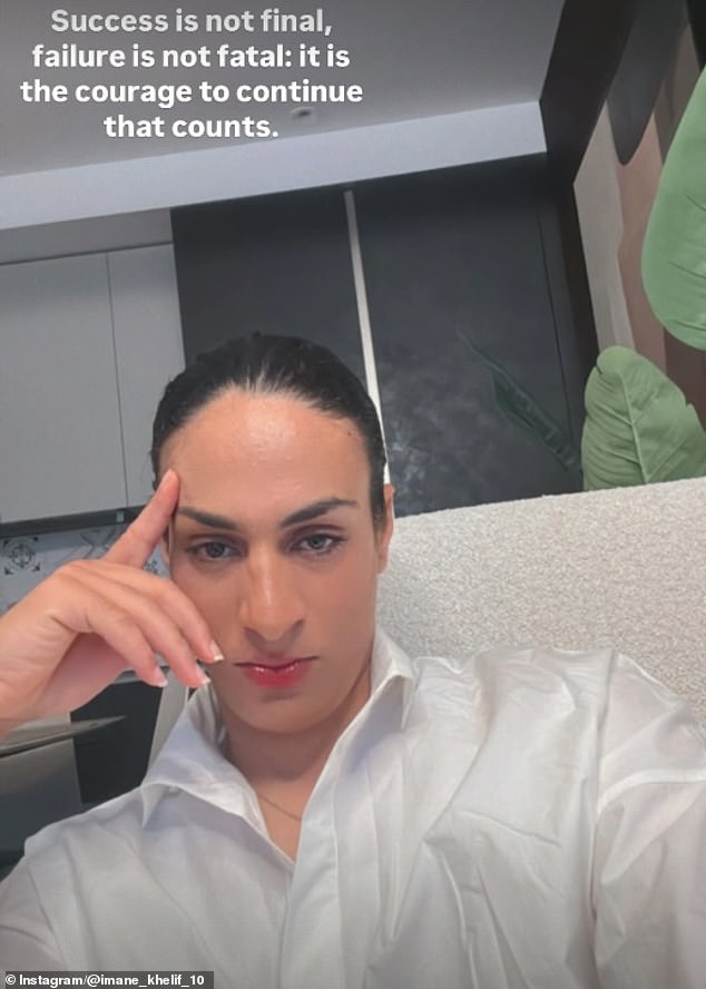 Olympic boxing champion Imane Khelif posted a selfie to Instagram on Monday alongside the words: 'Success is not final, failure is not fatal: it is the courage to continue that counts'