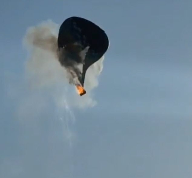 At least eight people have died after a hot-air balloon burst into flames and plunged to the ground in Brazil (pictured)