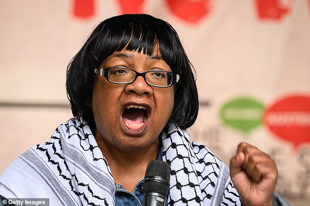 Dianne Abbott (above) today labelled Sir Keir Starmer 's speech about Britain becoming an 'island of strangers' as 'fundamentally racist'