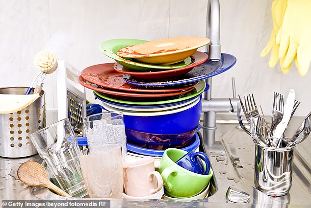 Almost a quarter (22 per cent) of those aged 16 to 26 said they leave the washing-up piling up for three nights before taking action