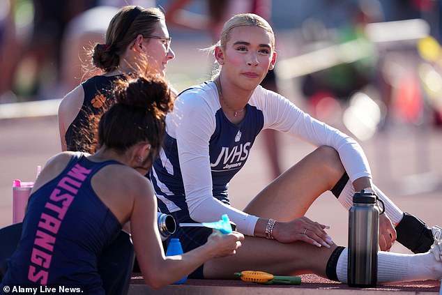 AB Hernandez of Jurupa Valley watches during the girls high jump during the CIF Southern Section Division 3 Track and Field preliminaries on Saturday, May 10