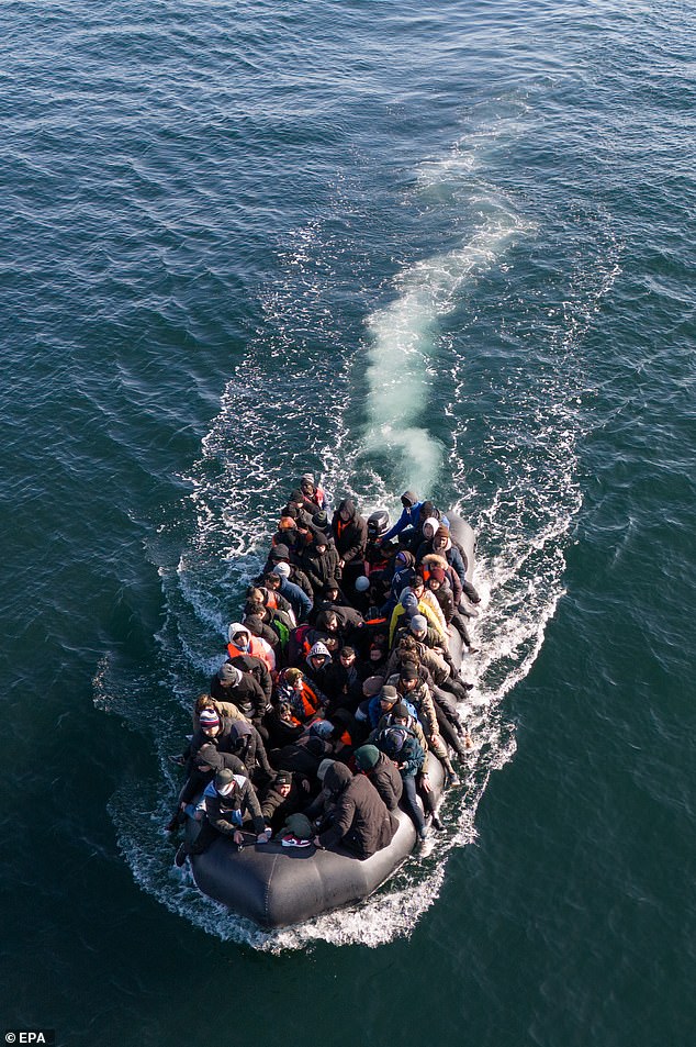 Ms Badenoch dismissed suggestions from Council of Europe chief Alain Berset that he was ready to 'adapt' elements of the ECHR in the wake of concern about its impact on efforts to control immigration (Pictured: Migrants crossing the English Channel in March 2024)
