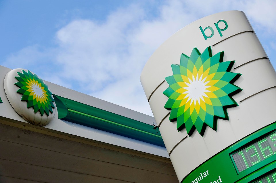 BP gas station sign with logo.