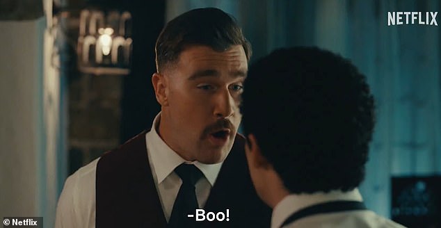 In the new trailer for 'Happy Gilmore 2', Kelce can be seen trying to scare Bad Bunny