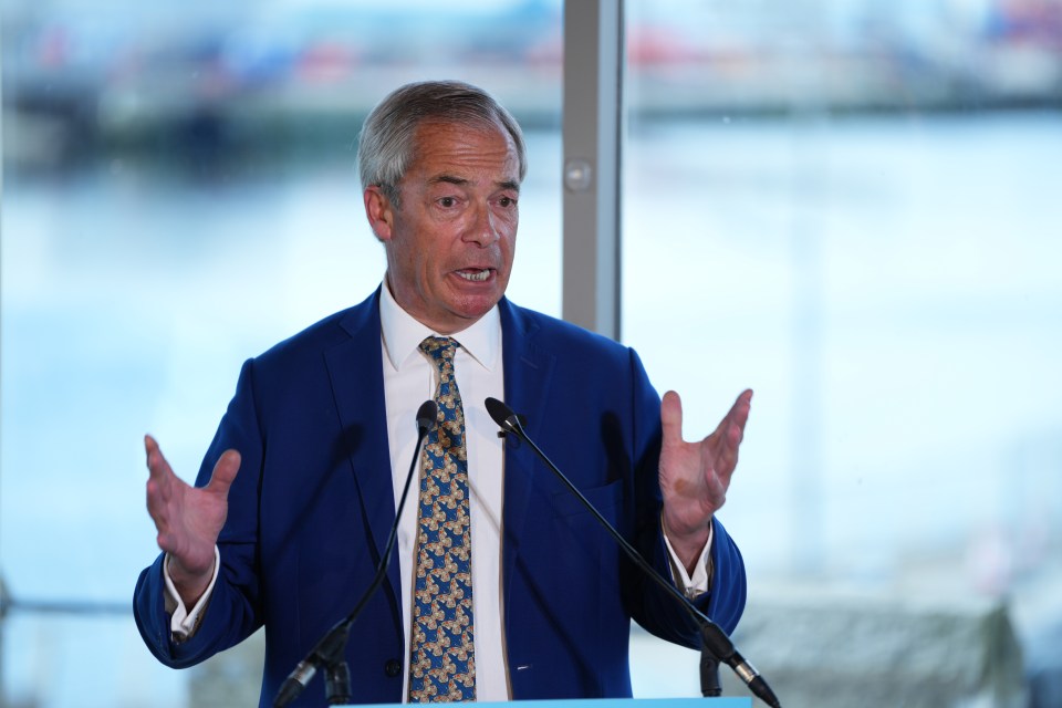 Nigel Farage giving a press conference in Aberdeen, Scotland.