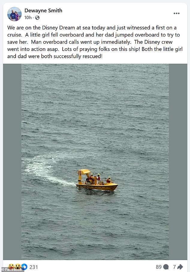 Passengers on board the Disney Dream were able to see the entire rescue of the young girl and her father