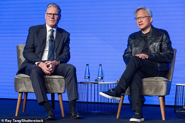 Nvidia boss Jensen Huang with Sir Keir Starmer during London Teck Week
