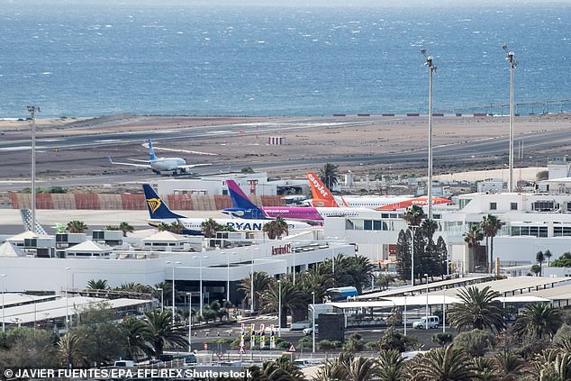 A flight from the UK to the Canary Islands was forced to make an emergency landing after a bomb threat was discovered on board. Pictured: Cesar Manrique airport