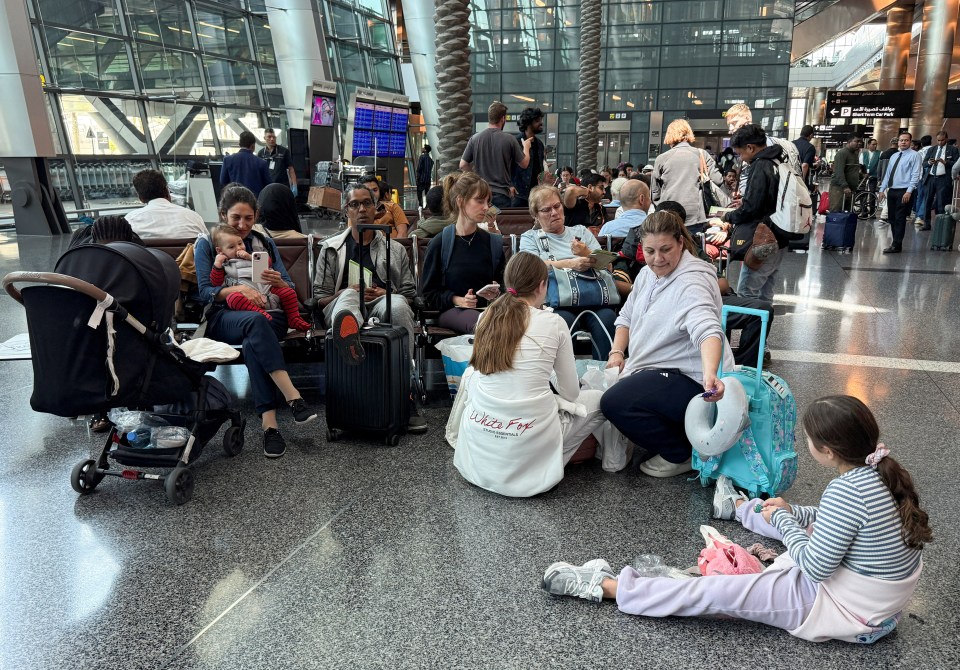 Passengers waiting at Hamad International Airport.