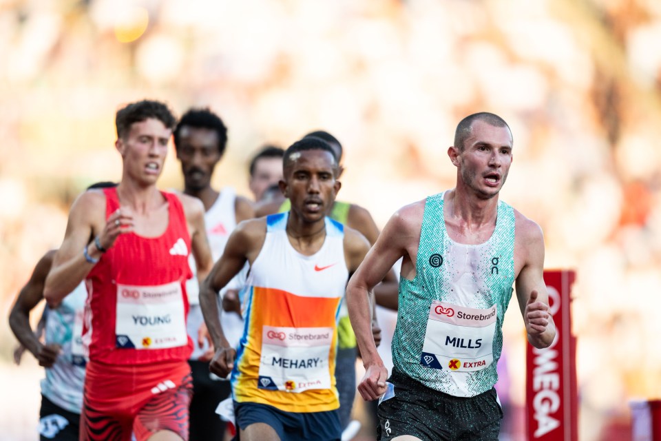 George Mills of Great Britain competing in the men's 5000-meter final at the Diamond League.