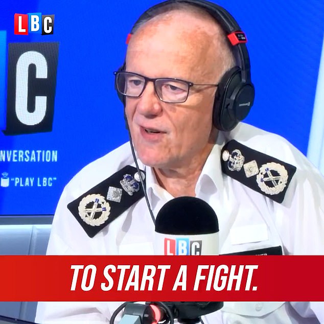 Sir Mark Rowley on Tuesday compared two pro-Israel protesters to 'stupid' football fans