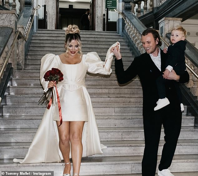 Georgia Kousoulou and Tommy Mallet have tied the knot for the second time in a lavish ceremony in Majorca (pictured at their first wedding in December 2023)