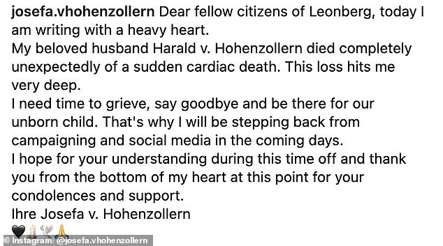 Josefa shared a heartbreaking Instagram post where she shared the news of her husband's passing