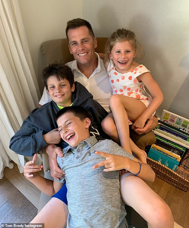 On Father's Day, Bündchen's ex-husband Tom Brady proudly shared a snap of their 15-year-old son Benjamin (bottom) and 12-year-old daughter Vivian (R) as well as his 17-year-old son Jack (L) with babymama Bridget Moynahan