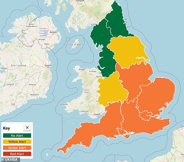 The UK Health Security Agency has issued amber and yellow heat health alerts from tomorrow
