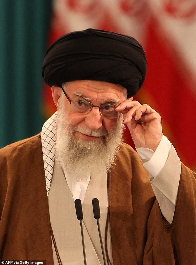 Tehran appeared defenceless last night with Israeli jets able to cruise through its airspace without fear of being shot down. Pictured: Iran's Supreme Leader Ayatollah Ali Khamenei
