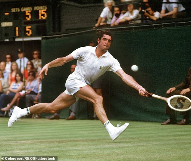 Smashed it: Roger Taylor stretching for a return while playing at Wimbledon in 1973
