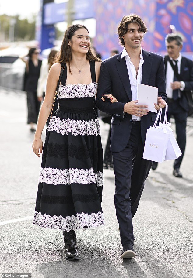 Emma Raducanu with former boyfriend Carlo Agostinelli during the 2024 Paris Fashion week