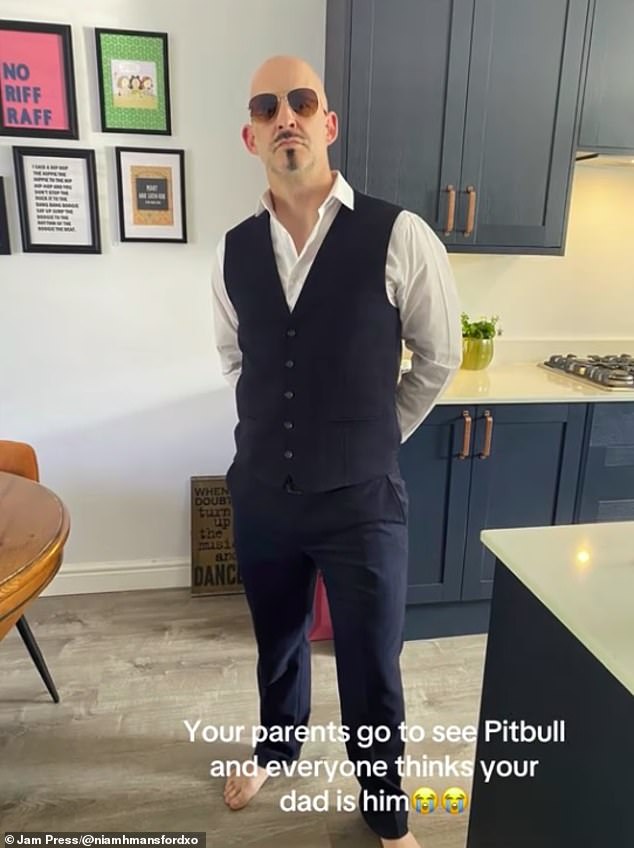 Phil Mansford (pictured), 49, went to the O2 Arena in London last week to see the real Mr. Worldwide but ended up becoming the star of the night himself