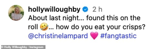 Holly Willoughby (R) took to Instagram on Friday with a hysterical throwback snap from her and pal Christine Lampard (L) enjoying kooky girls' night