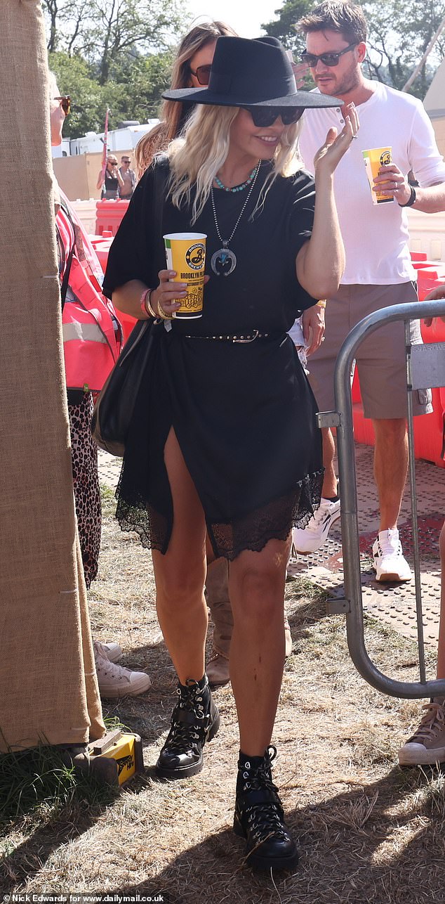 Holly Willoughby, 44, oozed festival chic as she led the celebrities on the second day of sun-soaked Glastonbury on Saturday