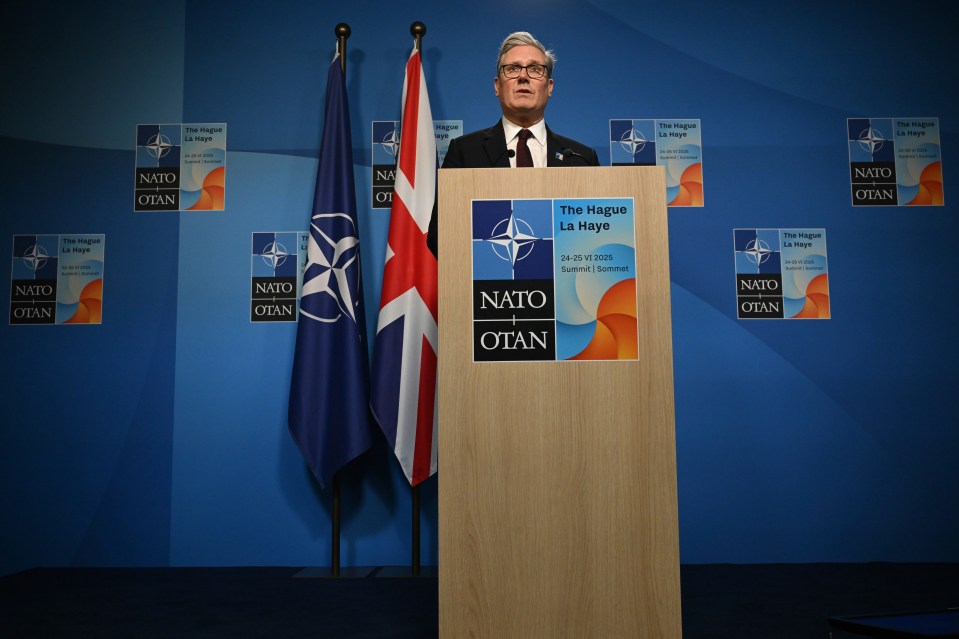 Keir Starmer speaking at a NATO summit press conference.