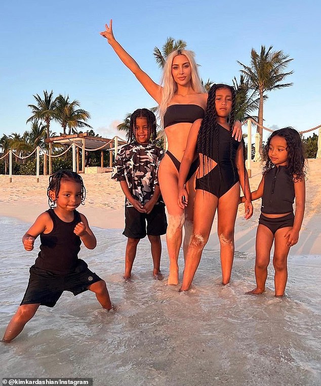 Kim Kardashian reportedly has a rotation of about 10 nannies that she employs to help raise her children North, Saint, Chicago, and Psalm