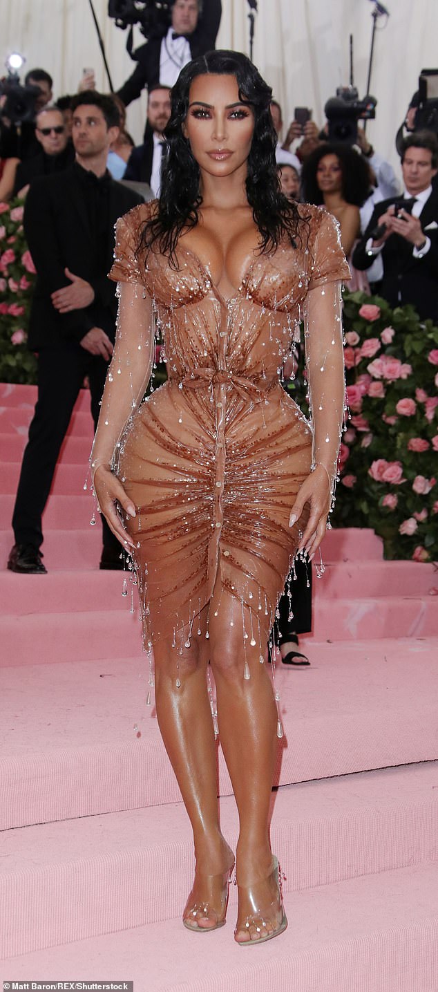 Kim Kardashian was held to a high standard in the 2010s as she had the idealistic hourglass figure (pictured in 2019)