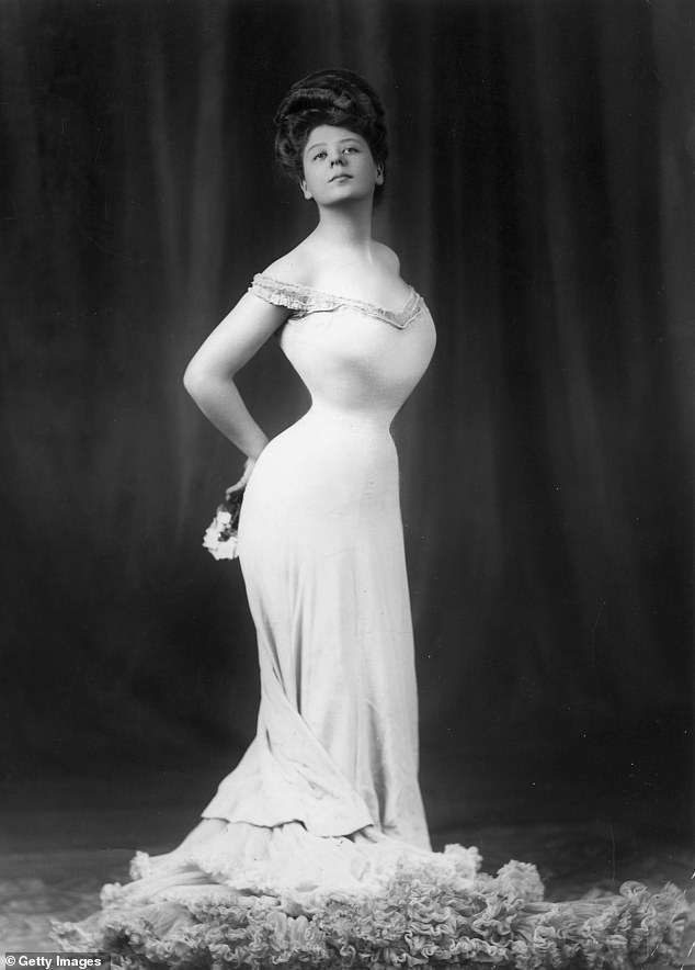 Danish-born actress Camille Clifford was a famous model for the 'Gibson Girl' illustrations with a trademark style of a long elegant gown wrapped around her eighteen-inch waist