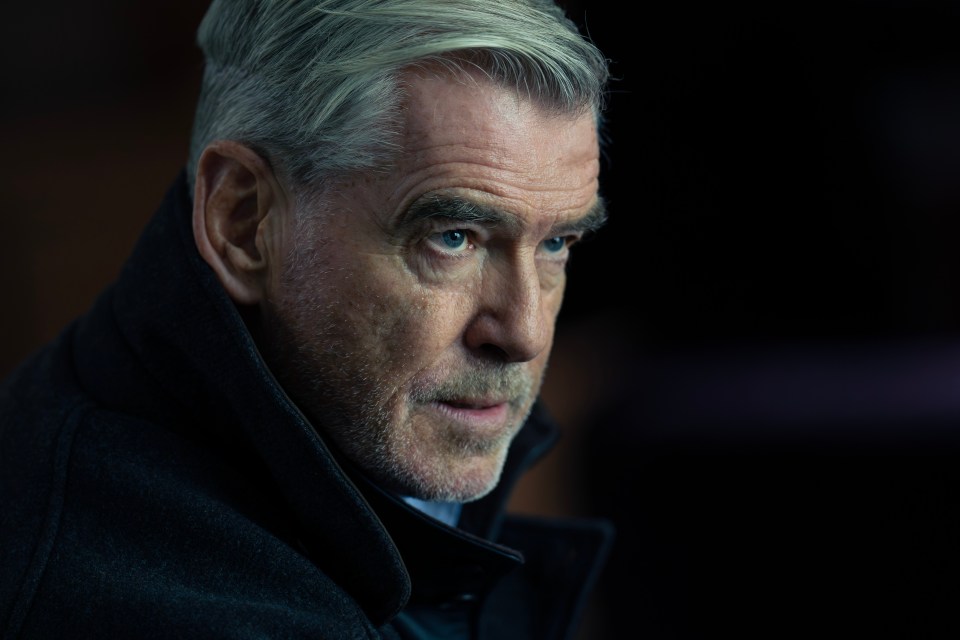 Close-up of Pierce Brosnan as Conrad Harrigan in Mobland.