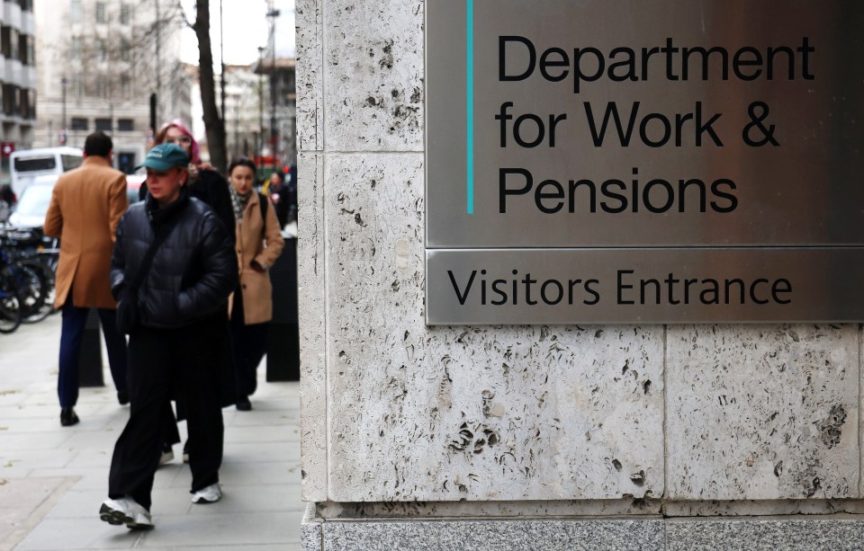 Department for Work & Pensions visitors entrance sign.