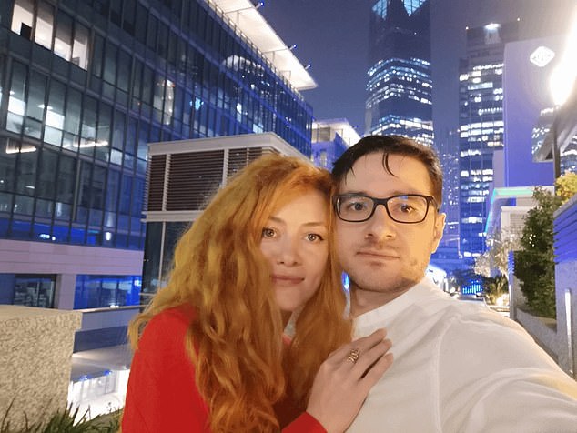 The young Italian moved to the Arab city in 2022 with his Russian girlfriend hoping for 'safety', 'luxury' and 'freedom'. Pictured: Walter Ego with his Russian girlfriend