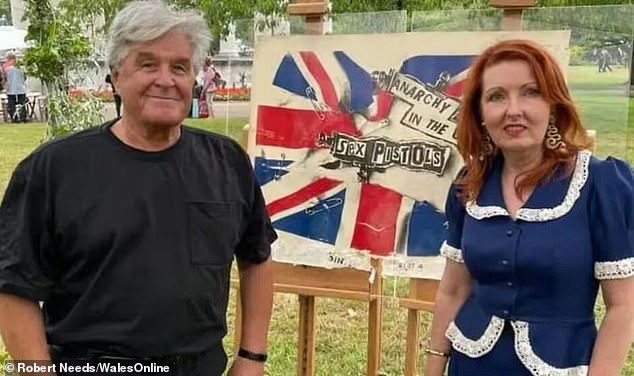 Robert Needs (left, with expert Lisa Lloyd, right) brought in his collection of vintage punk fashion for appraisal on an episode of the TV show in Cardiff last year