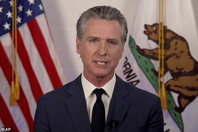 California Governor Gavin Newsom (pictured) delivered a harrowing prediction for the rest of the country Tuesday night in a primetime address where he blasted Trump's deployment of US troops to the anti-ICE riots in Los Angeles