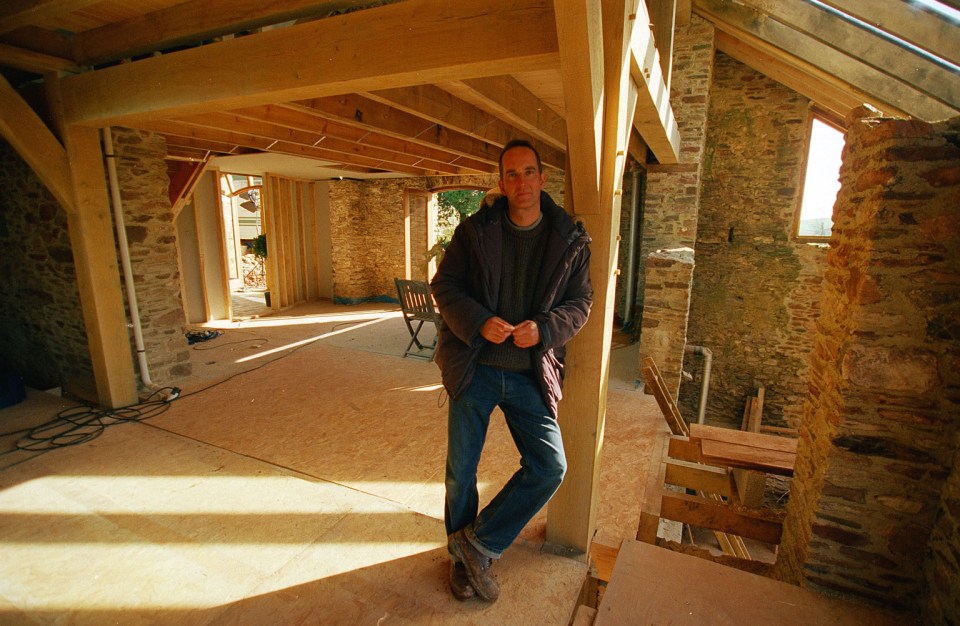 Presenter Kevin McCloud at Lower Hutcherleigh Barns during renovations.