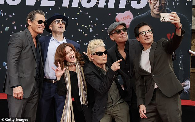 Josh Brolin (Brand), Corey Feldman (Mouth), Jeff Cohen (Chunk), Kerri Green (Andy), and screenwriter Chris Columbus hit the red carpet in high spirits, soaking up the chance to share laughs and snap nostalgic pics with Ke Huy Quan