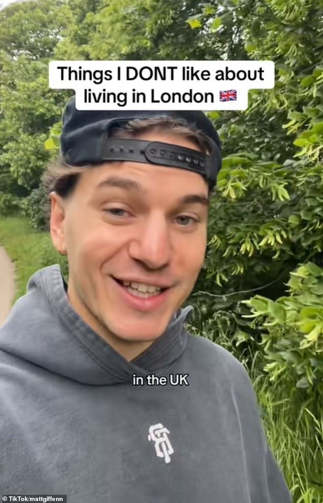 Matt Giffen, who is from Canada, has revealed all the things he doesn't like about London since moving to the UK last year