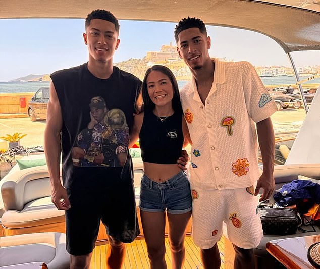 Alis Moore, a VIP hostess in Ibiza pictured with Jobe (left) and Jude Bellingham (right) has revealed all about her work with A-list footballers