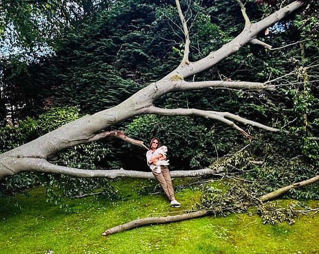 Lauren Gordon's dog (pictured) almost died after a tree randomly collapsed in the garden