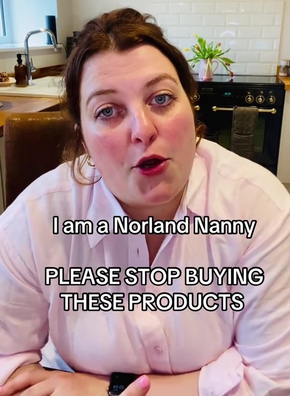 A Norland Nanny urging viewers to stop buying certain products.