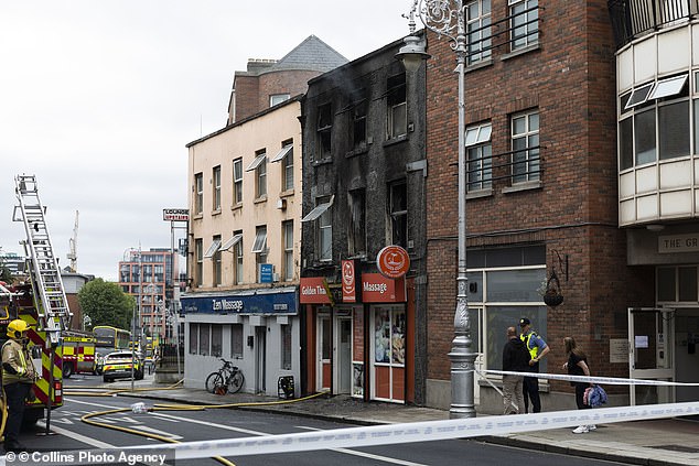 Photos of the aftermath of the fire shows the building blackened and window frames melted with the glass shattered