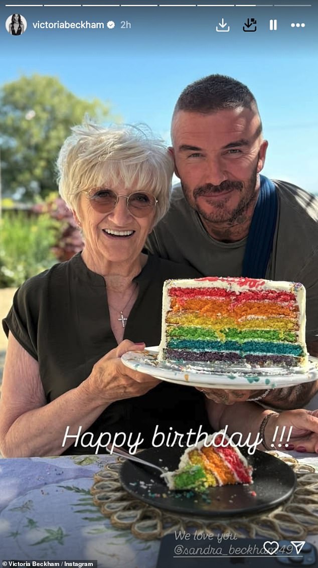 David Beckham didn't let his recent operation on his wrist stop him celebrating beloved mum Sandra's 76th birthday in style on Saturday