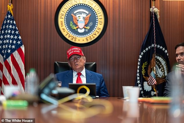 President Donald Trump in the Situation Room, June 21st, 2025