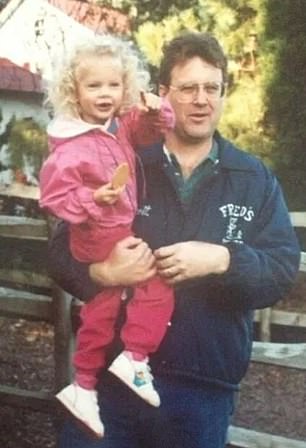 Taylor Swift with her father in a childhood photo