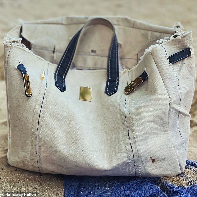 The 'Boatkin' - part Birkin, part tote - is a bargain vintage LL Bean Boat and Tote bag restructured to mimic the style of the luxury Birkin bag that can cost upwards of $10,000 (Boatkin pictured)