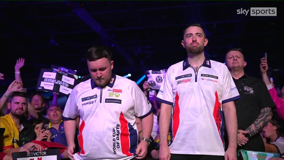 Luke Littler and Luke Humphries of England at the World Cup of Darts.