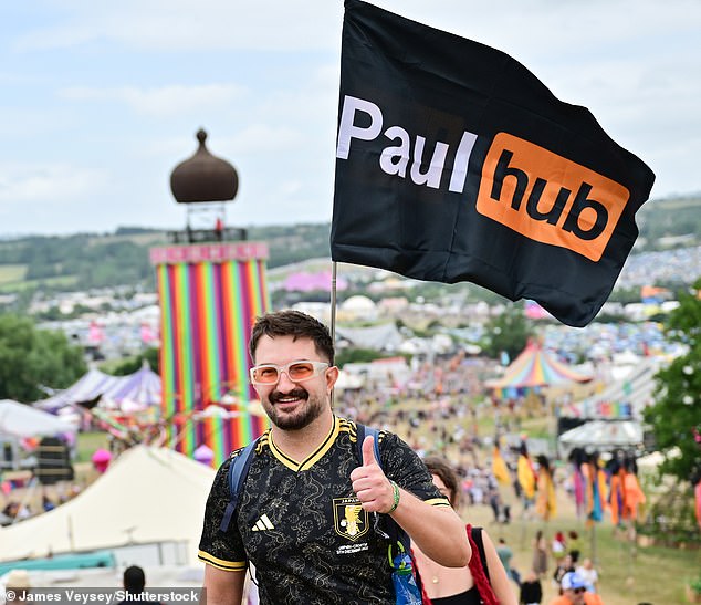 One flag mimicking Porn Hub said 'Paul Hub', to let his fellow campers aware of where he is posted