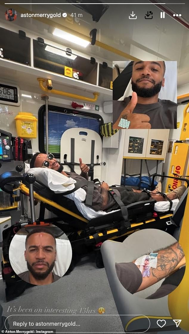 JLS star Aston Merrygold, 37, was been rushed to hospital in the back of an ambulance on Friday