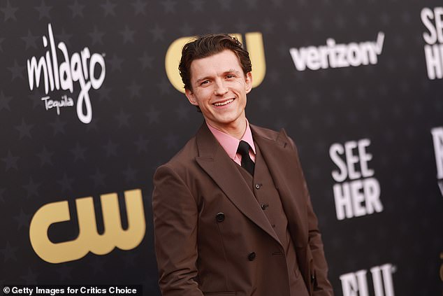 It is believed that Saltburn star Jacob Elordi, Spider-Man's Tom Holland (pictured) and Babygirl actor Harris Dickinson are at the top of Amazon's wish list, according to Variety magazine